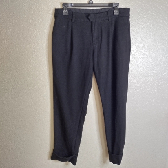 Free People Trouser Onyx Black Rolled Cuff Hem Straight Leg Sz 6 - Picture 2 of 10